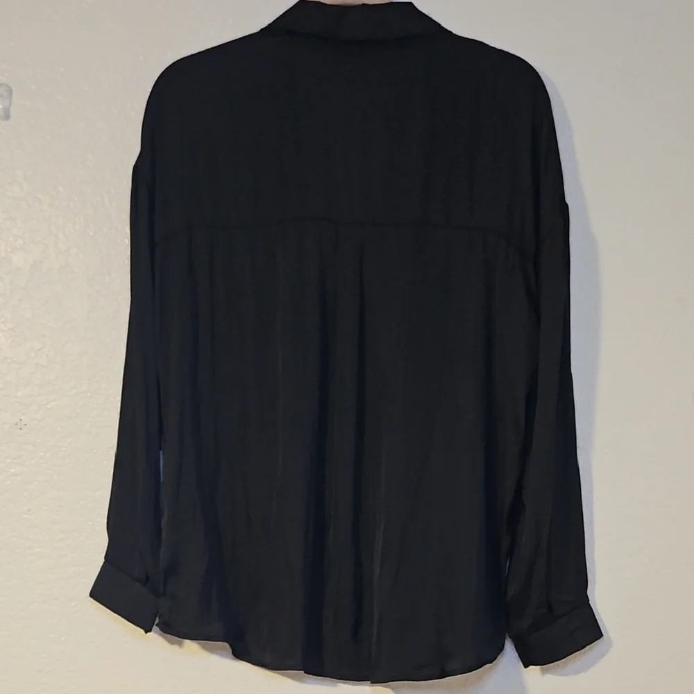 Lush Black Satin Blouse - Picture 3 of 5